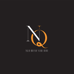 NQ letter logo concept isolated on black background. 