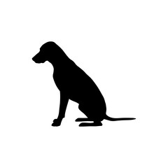 Sitting vizsla dog silhouette vector flat illustration design.