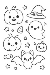 Funny cartoon vector illustration - Halloween doodle coloring