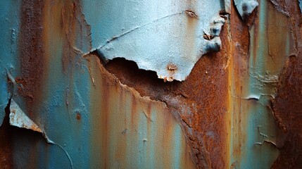 oxidized. Close-up of oxidized steel surface with intricate rust patterns, showcasing metallic weathering details under directional light. safety posters.