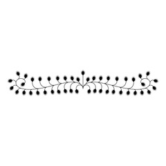 Symmetrical botanical frame or border with stylized branches. Medieval illuminated manuscript floral motif. Black silhouette on white background.