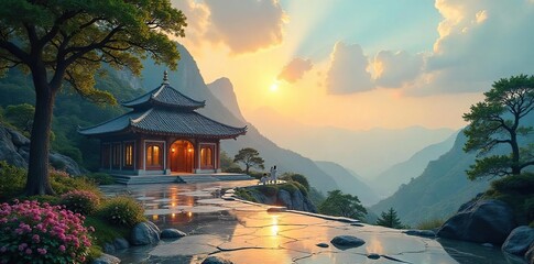 Serene Holy Temple A Peaceful Place of Worship for Meditation and Spiritual Reflection