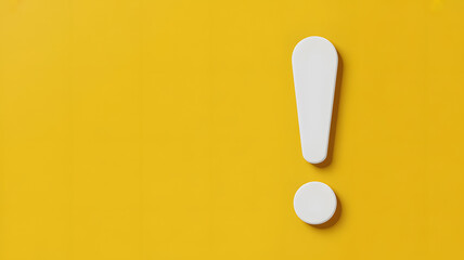 Bold white exclamation mark emphasizes important message or alert on vibrant yellow background