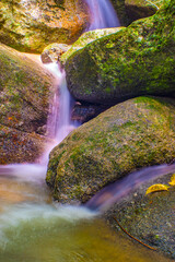 Water Flowing in the forest Waterfall, Thailand.