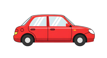 Fototapeta premium Simple red sedan car illustration, a classic and easily recognizable vehicle for transportation and travel concepts.