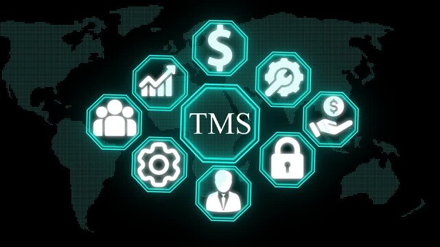 Digital business strategy concept M O Q minimum order quantity financial growth cybersecurity deal making data management and investment icons glowing on black background with neon lines and