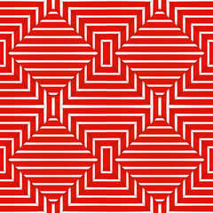 Abstract hypnotic bright red optical illusion seamless pattern, digital art textures background. Bold design art.