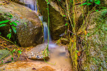 Water Flowing in the forest Waterfall, Thailand.