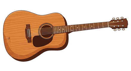 Classic Wooden Acoustic Guitar with Strings and Fretboard, Musical Instrument for Folk and Rock Music