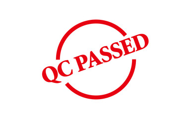 QC PASSED - Red Rubber Stamp With text message QC PASSED
