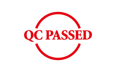 QC PASSED - Red Rubber Stamp With text message QC PASSED
