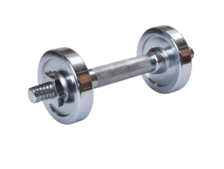 Metal dumbbell for strength training and fitness.