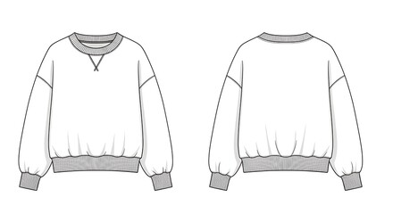 Fashion sketch of a white sweatshirt, front and back view