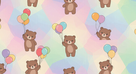 Fototapeta premium Repeating Teddy Bear Design for Child’s Birthday Theme
