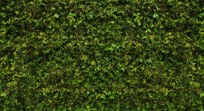 Dense Ivy Wall Covered in Vibrant Green Leaves