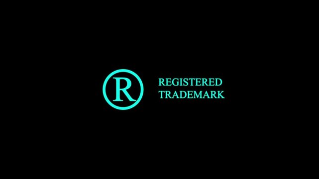 Registered Trademark Symbol R Icon Neon Glow on Black Background Legal Protection Intellectual Property Brand Identity Business Law Concept