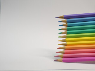 color pencils on white background