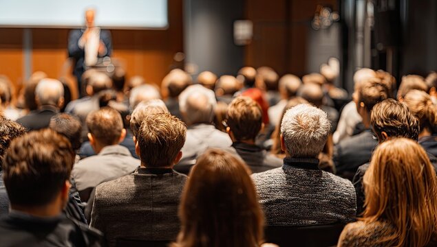 Large audience listening to a speaker