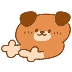 左に指をさすゆるかわいいたれ耳の犬のイラスト