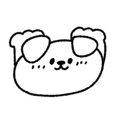 バンザイするゆるかわいいたれ耳の犬のイラスト (モノクロ)