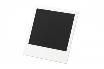 Blank instant photo frame template with empty black screen, retro vintage style, nostalgia, memory, transparent background