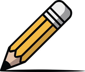 Yellow Pencil Vector Illustration for Education and Design Projects. Creative Writing and Drawing Pencil Icon in Flat Style.