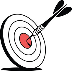 Dart Hitting Bullseye Target Symbol of Success. Accurate Goal Achievement and Precision Concept Illustration.