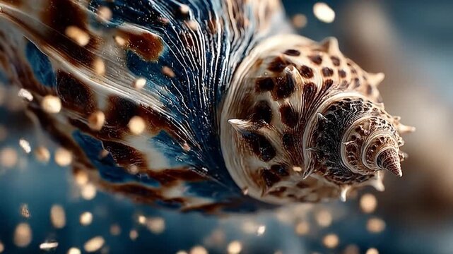Detailed macro view of a seashell with abstract textures and patterns