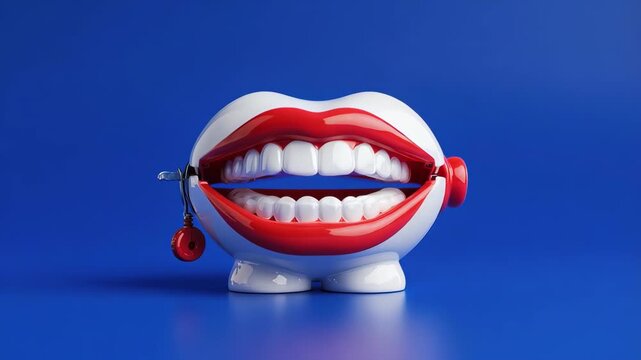 A funny and nostalgic 3D seamless loop of a classic chattering teeth toy. A quirky and humorous background element for comedy or retro-themed videos.