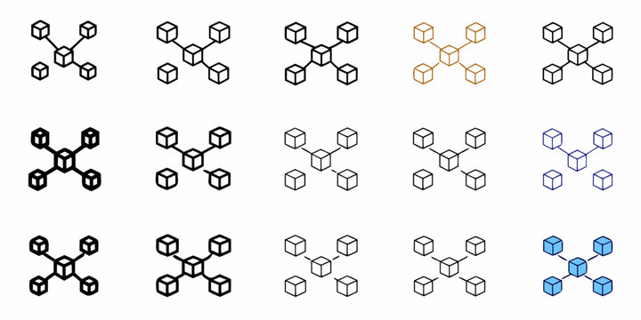 Versatile blockchain network icons ideal for presentations, highlighting interconnectedness, decentralized systems, data sharing, modern technology, and innovative solutions