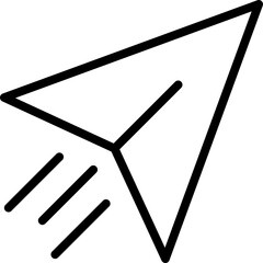 Black Outline Paper Airplane Icon With Motion Lines Flying Forward On Transparent Background