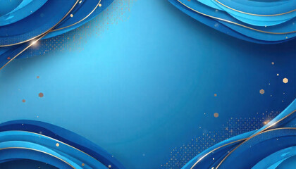 Abstract blue background with wavy lines and golden accents elegant vector design for presentations posters or website banners