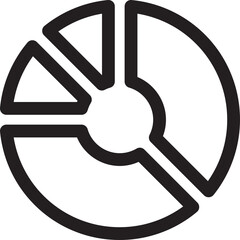 Black Outline Pie Chart Graphic With Transparent Background Showing Data Analysis And Statistics Concept In A Clean Minimalist Style