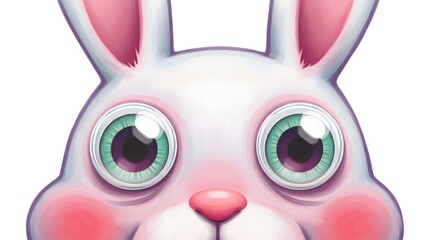 Adorable Cartoon Bunny Close-Up A Charming and Playful Easter-Themed Illustration