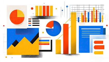 Abstract graphic design with charts and graphs
