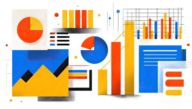 Abstract graphic design with charts and graphs