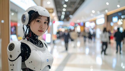 Humanoid Robot Information Kiosk Shopping Mall Directory