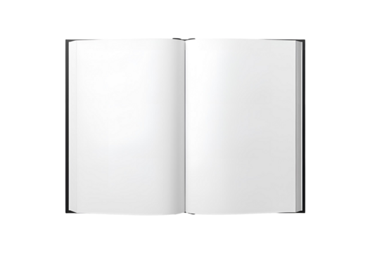 Open book mockup with blank pages, top view for magazine.