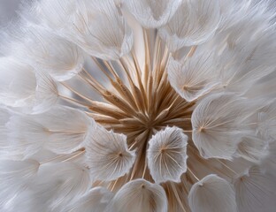 Close-up of a dried dandelion seed head