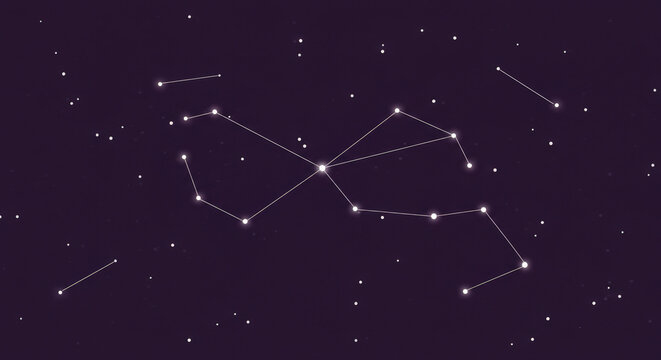 Abstract celestial constellation with white dots and lines in a minimalist style