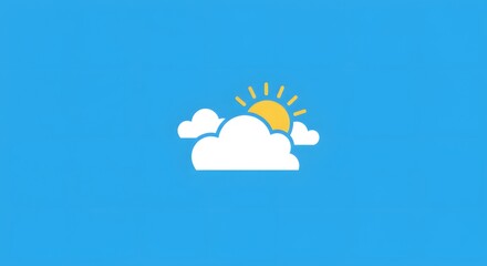 Sunny Day Icon Sun, Clouds, and Blue Sky for Weather Forecasts and App Designs