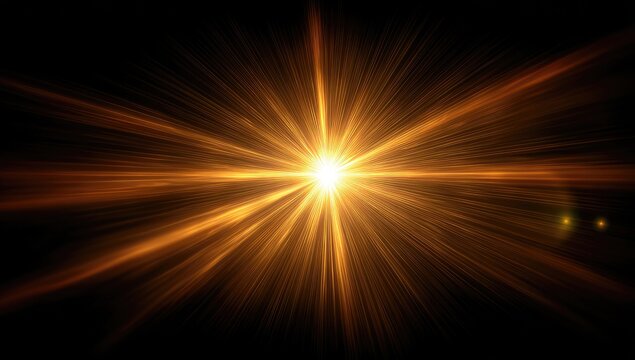 Radiant golden burst on black background