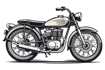 Fototapeta premium Vintage Classic Motorcycle Illustration — Detailed Retro Bike Drawing in Ink Style.