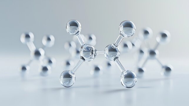 Glass molecules on a white background.