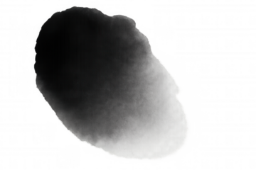 Abstract watercolor gradient creating a smooth black to white texture on transparent background