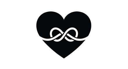Black heart with white infinity symbol overlay love