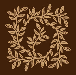 finch ornament illustration leaves leaf decoration pattern seamless poster folk linocut artwork print paint