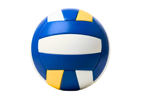 Blue and yellow volleyball isolated on transparent background