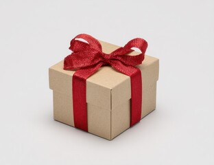 Fototapeta premium Simple gift box with red ribbon