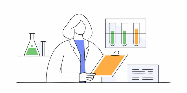 Scientist Analyzing Data in Modern Lab: Reporting Success in Clinical Research, Chemistry, and Pharmaceuticals Through Strategic Innovation